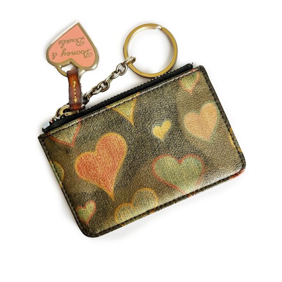 Dooney & Bourke Heart Print Zip Coin Pouch Keychain Wallet Vintage - Picture 1 of 5